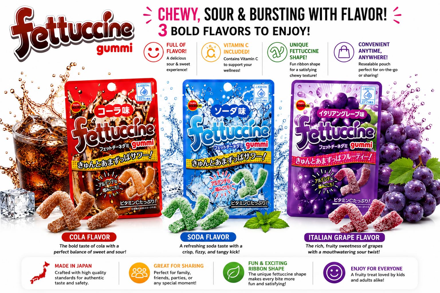 k*♡様 juanmi 希少品 小さいぶどうシャリシャリトースト Amazon.com : Konbini Japan - Fettuccine Japanese Gummy Candy